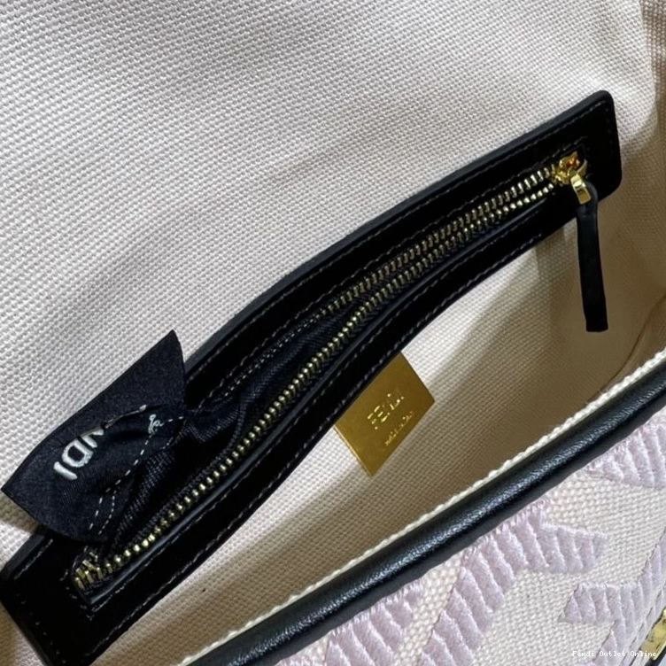 Affordable Medium Motif FF Baguette Canvas In Fendi Cherry Bag 0724